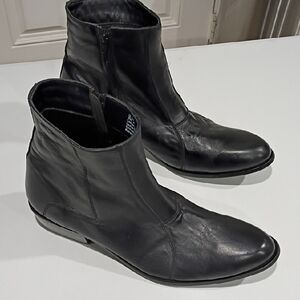 Liberty Men's Black Leather Side Zip Up, Ankle Boots Size 13